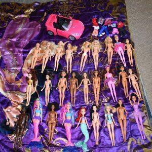 Big Mattel Vintage Barbie Ken Mermaid Dreamtopia Pink Dream Car doll bundle lot